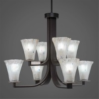 Apollo 8 Light Chandelier With Hang Straight Swivel Shown In Dark Granite Finish With 5.5