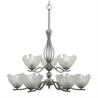 Revo 9 Light Chandelier Shown In Aged Silver Finish With 7