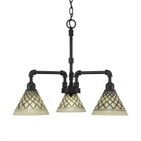 Vintage 3 Light Chandelier Shown In Dark Granite Finish With 7 Chocolate Icing Glass