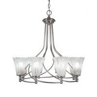 Capri 8 Light Chandelier Shown In Brushed Nickel Finish With 5.5 Italian Ice Glass