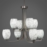 Apollo 8 Light Chandelier With Hang Straight Swivel Shown In Graphite Finish With 5