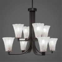 Apollo 8 Light Chandelier With Hang Straight Swivel Shown In Dark Granite Finish With 5.5