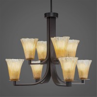 Apollo 8 Light Chandelier With Hang Straight Swivel Shown In Dark Granite Finish With 5.5