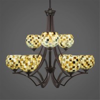 Zilo 9 Light Chandelier Shown In Dark Granite Finish With 6