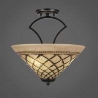 Zilo Semi Flush With 3 Bulbs Shown In Dark Granite Finish With 16