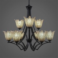 Zilo 9 Light Chandelier Shown In Matte Black Finish With 7