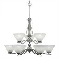 Revo 9 Light Chandelier Shown In Aged Silver Finish With 7