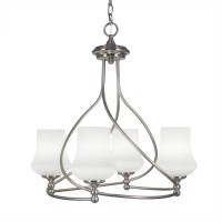 Capri 4 Light Chandelier Shown In Brushed Nickel Finish With 5.5 Zilo White Linen Glass