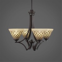 Zilo 4 Light Chandelier Shown In Dark Granite Finish With 7 Chocolate Icing Glass