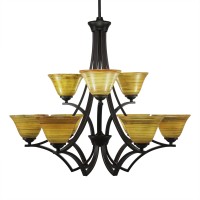 Zilo 9 Light Chandelier Shown In Dark Granite Finish With 7