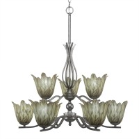 Revo 9 Light Chandelier Shown In Aged Silver Finish With 7