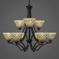 Zilo 9 Light Chandelier Shown In Matte Black Finish With 7