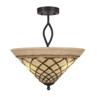 Revo Semi-Flush With 3 Bulbs Shown In Dark Granite Finish With 16 Chocolate Icing Glass