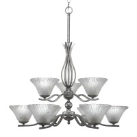 Revo 9 Light Chandelier Shown In Aged Silver Finish With 7