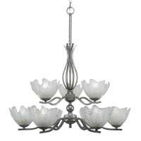 Revo 9 Light Chandelier Shown In Aged Silver Finish With 7