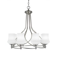 Capri 8 Light Chandelier Shown In Brushed Nickel Finish With 5.5 Zilo White Linen Glass