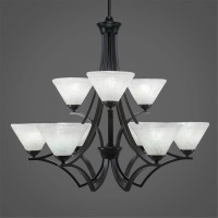 Zilo 9 Light Chandelier Shown In Matte Black Finish With 7