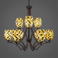 Zilo 9 Light Chandelier Shown In Dark Granite Finish With 5