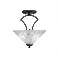 Zilo Semi Flush With 2 Bulbs Shown In Dark Granite Finish With 12 Italian Bubble Glass