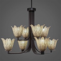 Apollo 8 Light Chandelier With Hang Straight Swivel Shown In Dark Granite Finish With 7