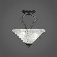 Zilo Semi Flush With 2 Bulbs Shown In Dark Granite Finish With 12