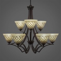 Zilo 9 Light Chandelier Shown In Dark Granite Finish With 7