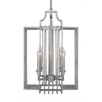 Sky Loft 4 Light Chandelier In Aged Silver Finish