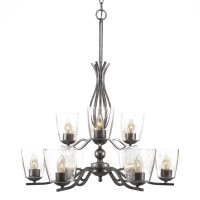 Revo 9 Light Chandelier Shown In Aged Silver Finish With 4.5