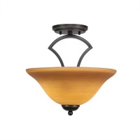 Zilo Semi Flush With 2 Bulbs Shown In Dark Granite Finish With 12