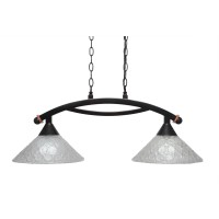 Bow 2 Light Island Light Shown In Black Copper Finish With 12 Italian Bubble Glass