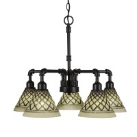 Vintage 5 Light Chandelier Shown In Dark Granite Finish With 7 Chocolate Icing Glass