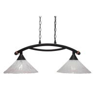 Bow 2 Light Island Light Shown In Black Copper Finish With 12 Italian Ice Glass