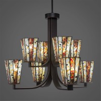 Apollo 8 Light Chandelier With Hang Straight Swivel Shown In Dark Granite Finish With 5