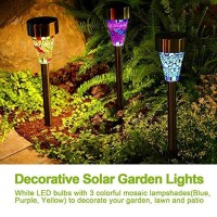 Solar Garden Lights Outdoor - Adecorty Solar Garden Stake Lights 3 Color Solar Path Lights, Landscape Lights For Garden Path Walkway Patio Lawn Outdoor Christmas Halloween Decorations, 3 Pack