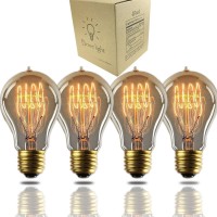 Edison Bulb, A19 Light Bulb, E26 Base 60W 2700K Antique Vintage Bulb Dimmable Amber Squirrel Cage Filament Edison Light Bulb For Home Office Table Lamp Restaurant Light Fixtures Decorative(4 Pack)