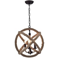 Warehouse Of Tiffany Rl8149Ab Twirlie 16.5-Inch Hemp Rope Antique Bronze Metal Chandelier