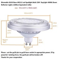 Qlee Ar111 15W Gu10 Base Spot Lighting Dimmable Led Spotlight Bulb 15W Day Light 4000K 15Leds Ac 120V Downlight Reflector Lights 1200Lm Equivalent 120W Halogen Light Bulbs Flood Lamp