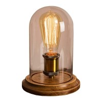 Surpars House Farmhouse Table Lamp, Vintage Desk Decor With Glass Shade, Edison Bulb Included