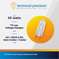 Technical Precision Replacement For Nikon Tms-F Light Bulb 20W 6V Halogen Bulb With G4 2-Pin Base - Clear 3200K Low Voltage Halogen Lamp - 1 Pack