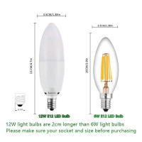 Bogao Led Candelabra Bulb,12W White 6000K Led Candle Bulbs, 85-100 Watt Light Bulbs Equivalent, E12 Candelabra Base,1200Lumens Led Lights,Torpedo Shape (4 Pack 6000K Rb)