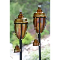 H Potter Copper Torches Rustic Patio Outdoor Garden Torch Set Of Two