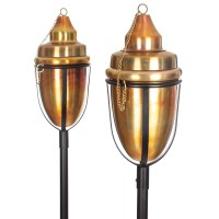 H Potter Copper Torches Rustic Patio Outdoor Garden Torch Set Of Two