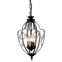 Warehouse Of Tiffany Rl8039 Kennedy 3-Light Black-Finish 11-Inch Crystal Chandelier