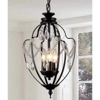 Warehouse Of Tiffany Rl8039 Kennedy 3-Light Black-Finish 11-Inch Crystal Chandelier