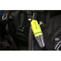 Aqua Strobe LED features simple reliable twist operation to activate this AA battery powered light and yet also prevent accidental activation Buoyant cone keeps the light pointed up whether underwater or at the surface Attached to your BC tank or anchor l