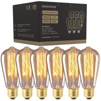 Edison Light Bulbs 25W - Thomas Edison Light Bulb Style - Incandescent Clear Glass Vintage Antique Bulb For Home Light Fixtures - Amber Warm 2700K - (6 Pack /110V)