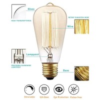 Edison Light Bulbs 25W - Thomas Edison Light Bulb Style - Incandescent Clear Glass Vintage Antique Bulb For Home Light Fixtures - Amber Warm 2700K - (6 Pack /110V)