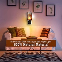 Himalayan Glow Lattice Style Basket Salt Lamp Night Light With Pink Salt Chunks | 360 Degree Rotatable Wall Plug, Ideal Gift For Home D?Cor