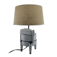 Antique Finish Vintage Washing Machine Table Lamp Wburlap Shade 19 Inch