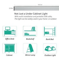 Asoko Led Under Cabinet Lighting Usb Plug-In, Dimmable, 3 Color Changing(2700K, 4000K,6000K), 14.5 In, Under Counter Lights For Kitchen, Shelf, Cupboard, Under Desk Light, Monitor Usb Light Bar